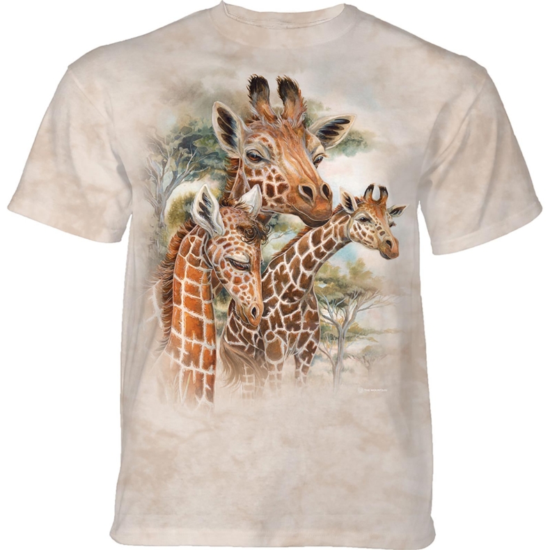 E-shop Pánske batikované tričko The Mountain - Žirafy -béžové