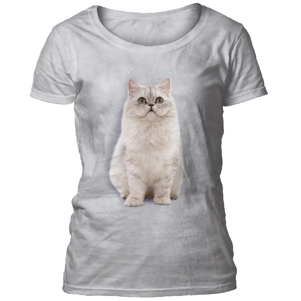 E-shop Dámske batikované tričko The Mountain - Persian Cat - sivé