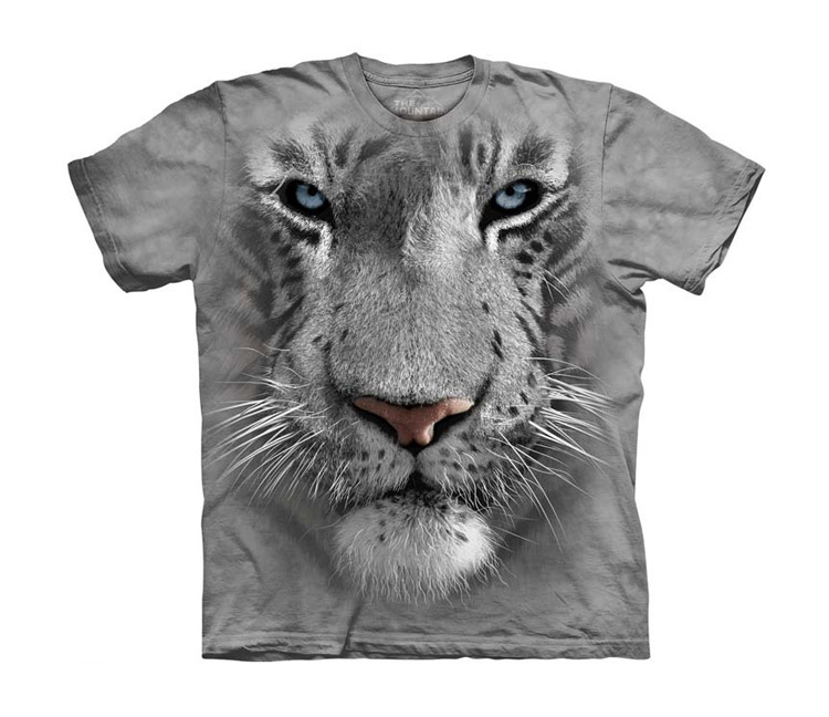 E-shop Detské batikované tričko The Mountain Biely tiger - sivé