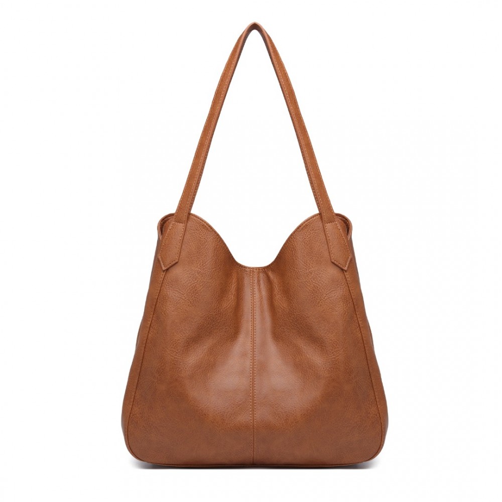 E-shop Miss Lulu dámska kabelka s tromi priehradkami LH2230 - hnedá