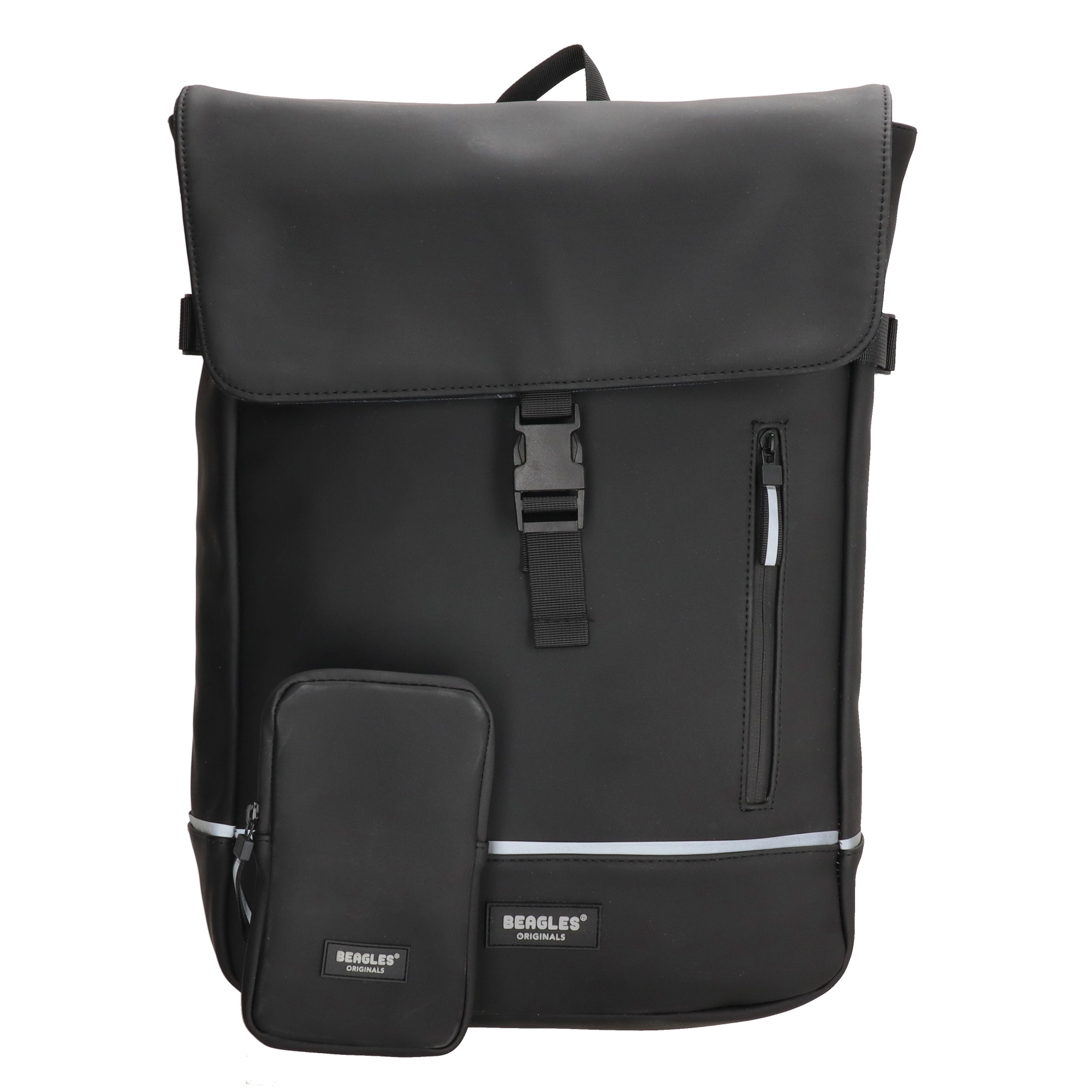 E-shop Beagles Originals unisex vodeodolný batoh s vreckom 15"- 21L - čierny