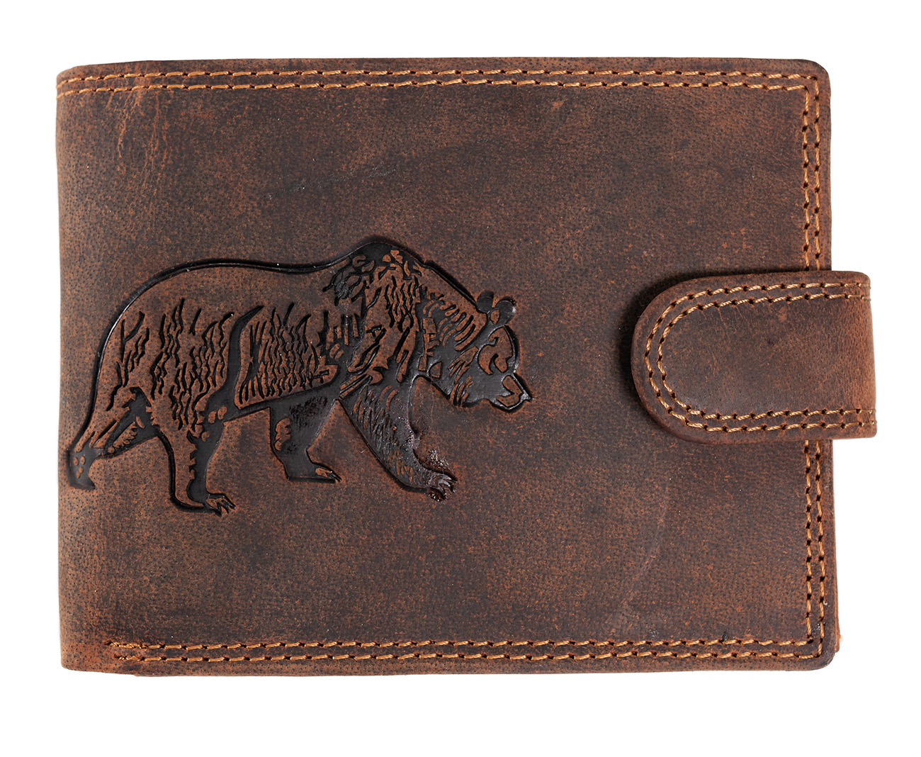 E-shop Wild Luxusná pánska peňaženka s prackou Medveď - hnedá