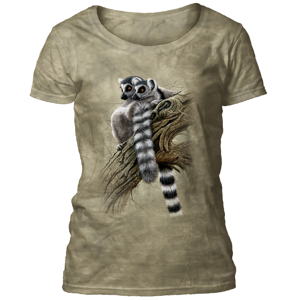 E-shop Dámske batikované tričko The Mountain - HEADS AND TAILS - lemury - šedá