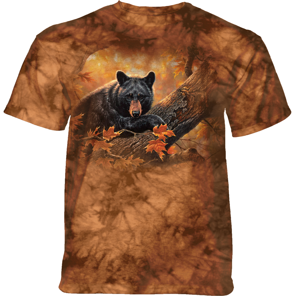 E-shop Pánske batikované tričko The Mountain - HANGING OUT - medveď - hnedý