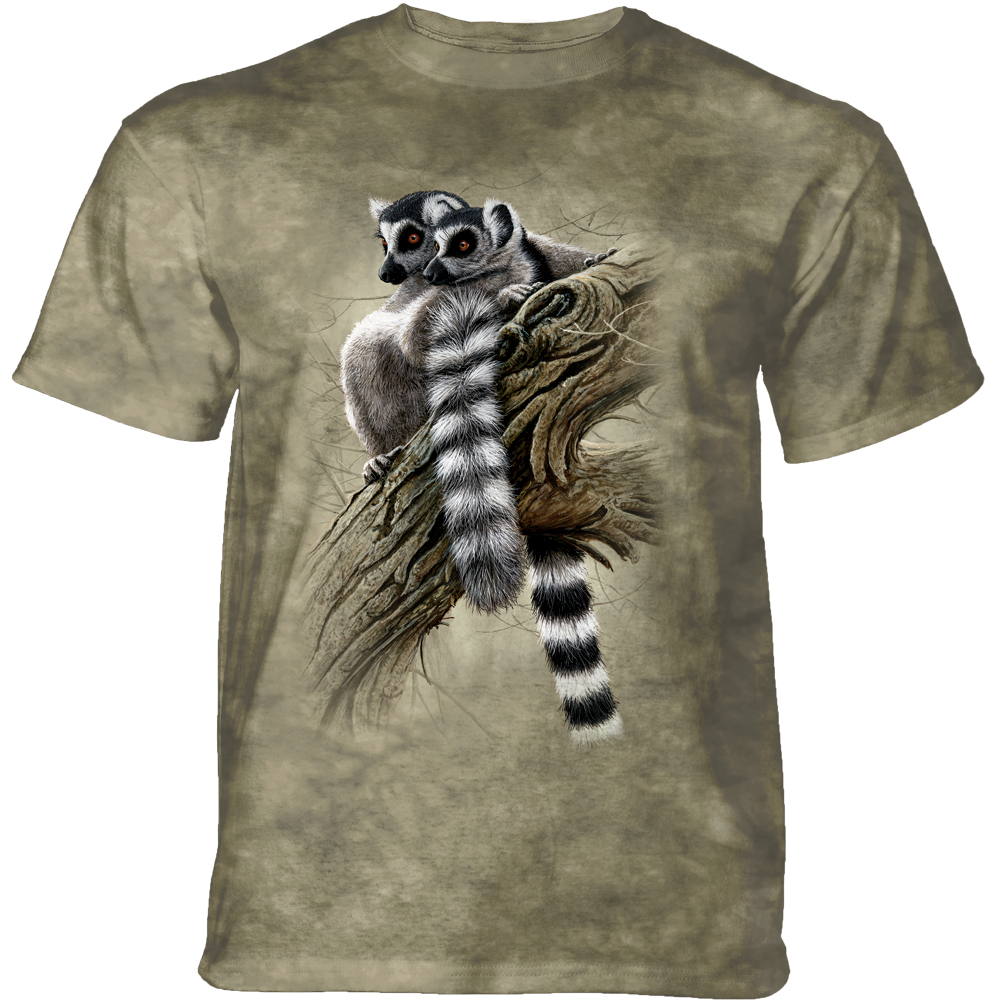 E-shop Pánske batikované tričko The Mountain - HEADS AND TAILS - lemuri - šedá