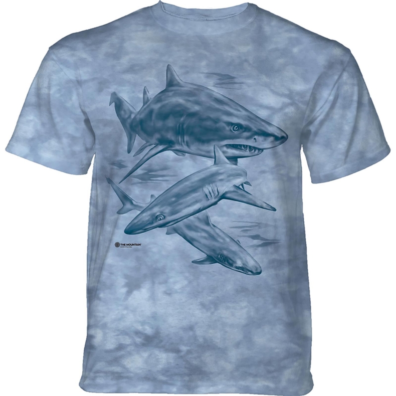 E-shop Pánske batikované tričko The Mountain - MONOTONE SHARKS - modrá