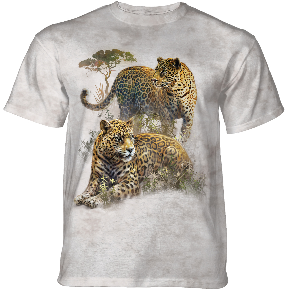 E-shop Pánske batikované tričko The Mountain - SAVANA LEOPARDS - leopard - šedé