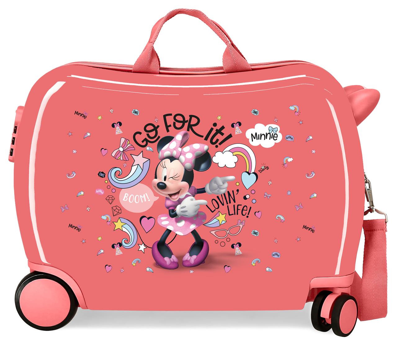 JOUMMABAGS Detský kufor na kolieskach - odrážadlo - Disney - MINNIE LOVING LIFE - 34L