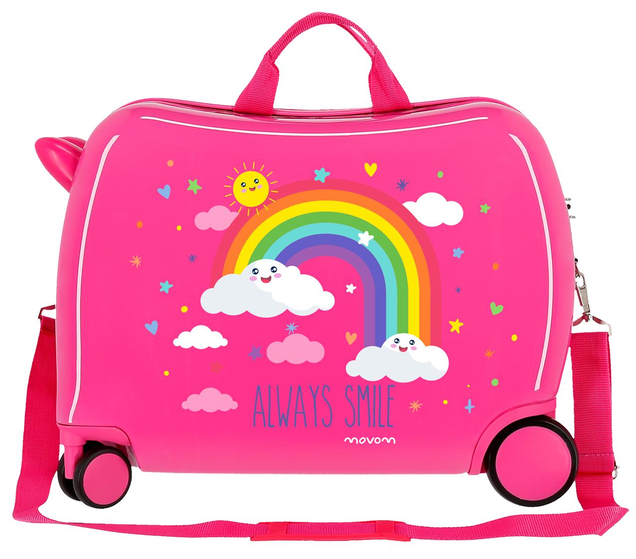 JOUMMABAGS Detský kufor na kolieskach - odrážadlo - Movom - RAINBOW ALWAYS SMILE - 34L