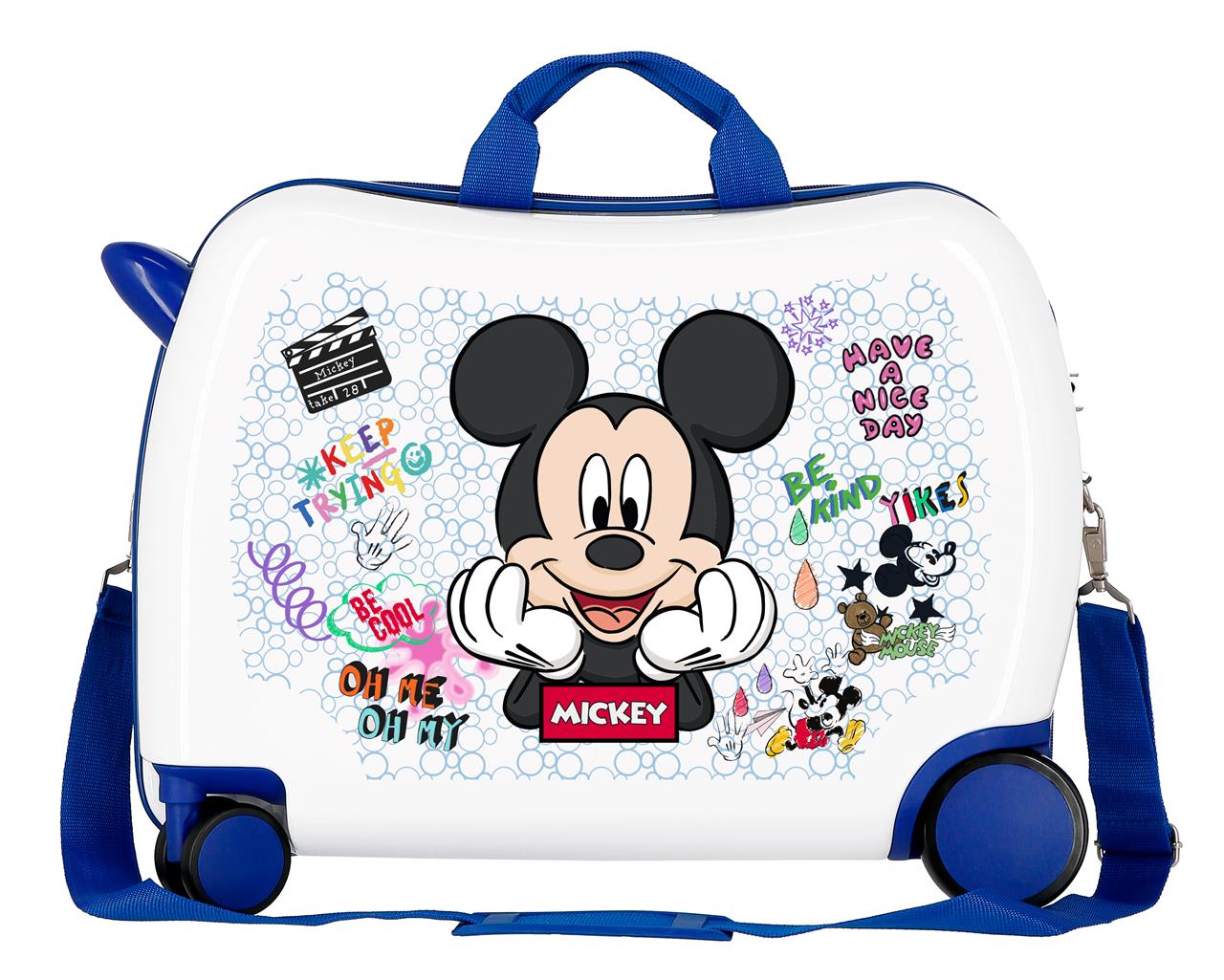 JOUMMABAGS Detský kufor na kolieskach - odrážadlo - MICKEY BE COOL WHITE - 34L