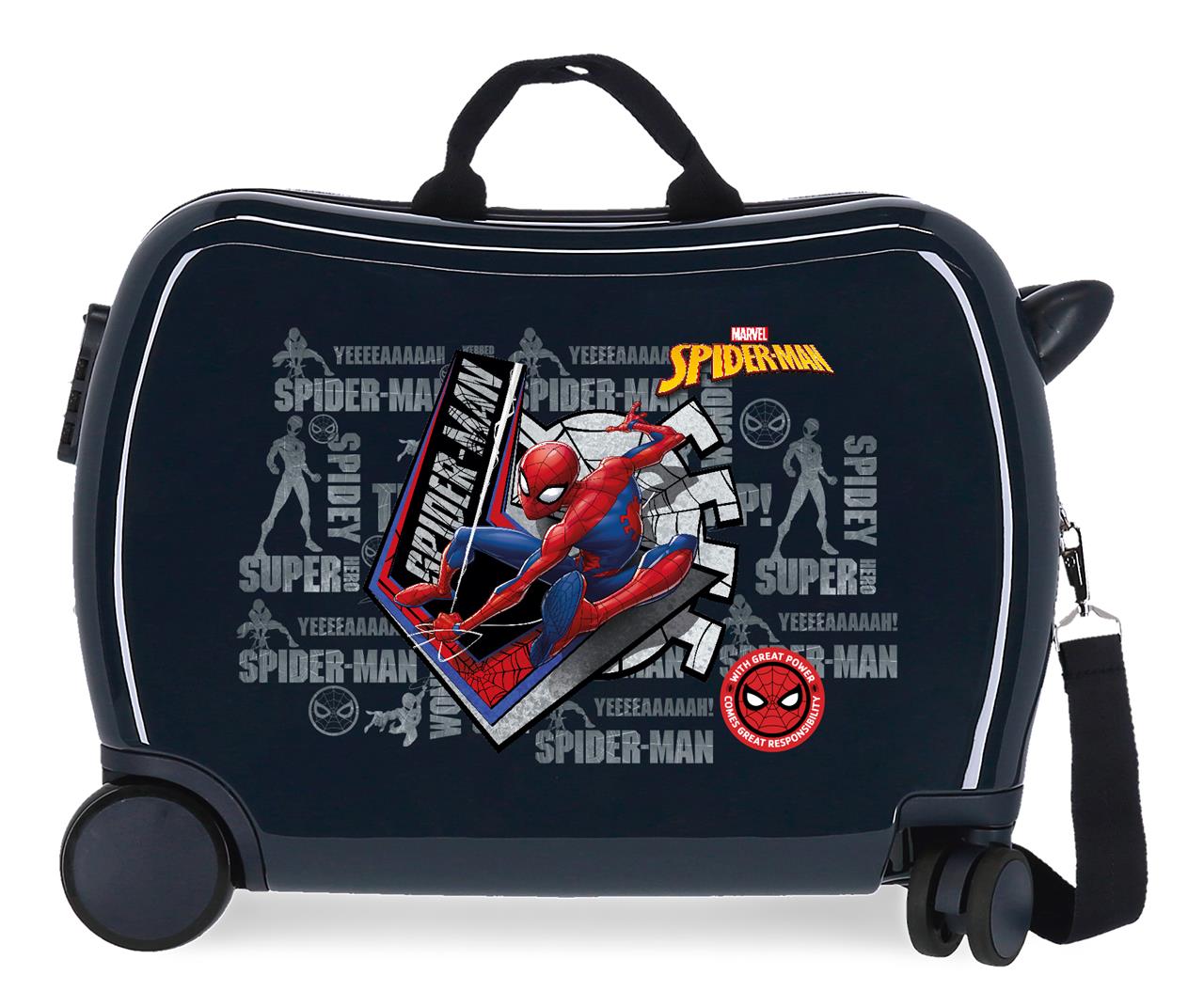 JOUMMABAGS Detský kufor na kolieskach - odrážadlo - Spiderman Great Power 2 - 34L - navy