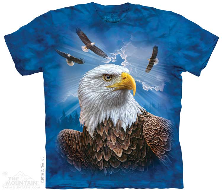 Pánske batikované tričko The Mountain - Guardian Eagle - modrá Veľkosť: M