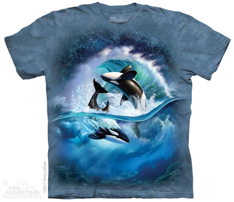 Pánske batikované tričko The Mountain - Orca Wave - modrá Veľkosť: S