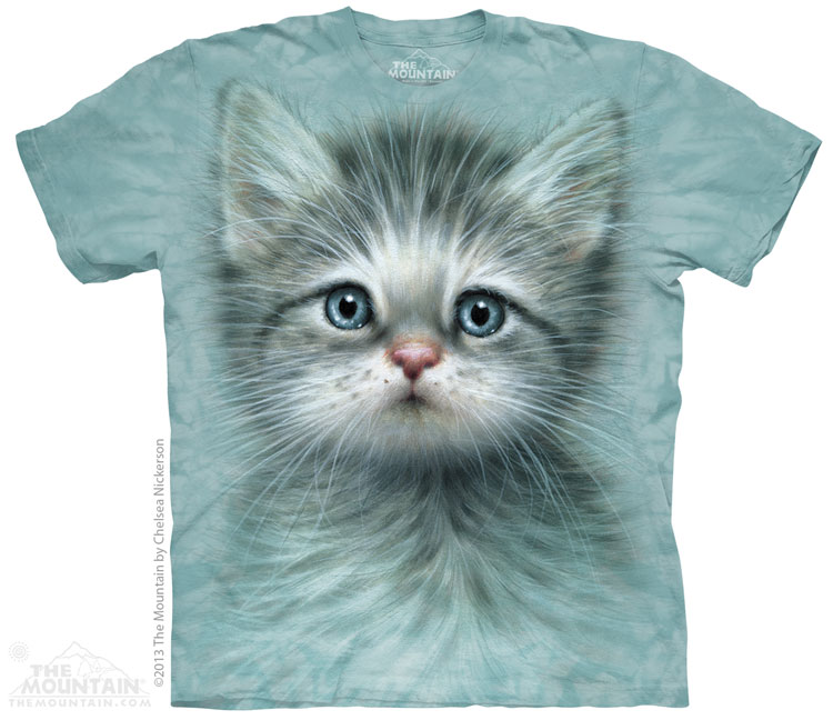 Pánske batikované tričko The Mountain - Blue Eyed Kitten - svetlo modré Veľkosť: M