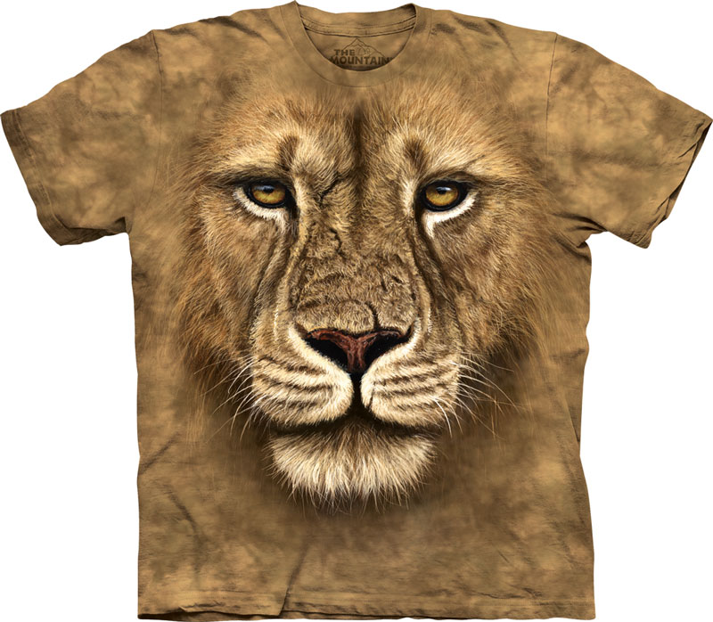 Pánske batikované tričko The Mountain - Lion Warrior - béžové Veľkosť: S