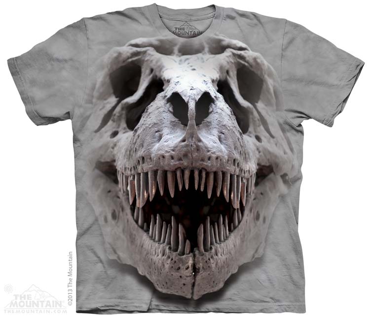 Pánske batikované tričko The Mountain - T-Rex Big Skull - sivé Veľkosť: S