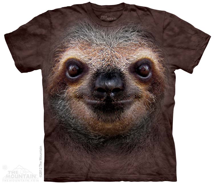 Pánske batikované tričko The Mountain - Sloth Face - hnedé Veľkosť: S