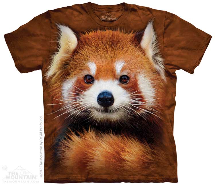 Pánske batikované tričko The Mountain - Red Panda Portrait - hnedé Veľkosť: L