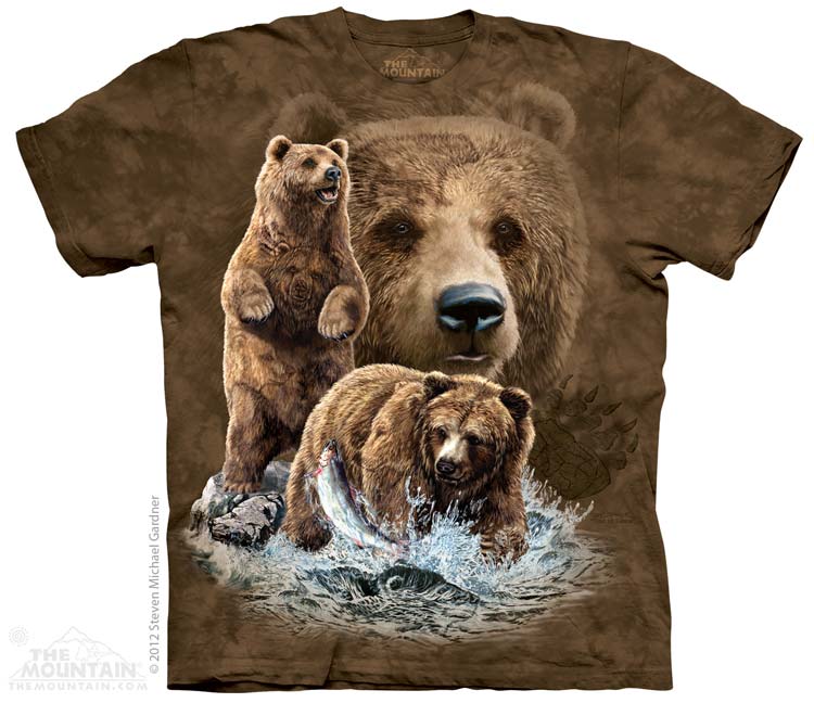 Pánske batikované tričko The Mountain - Find 10 Brown Bears - hnedé Veľkosť: S