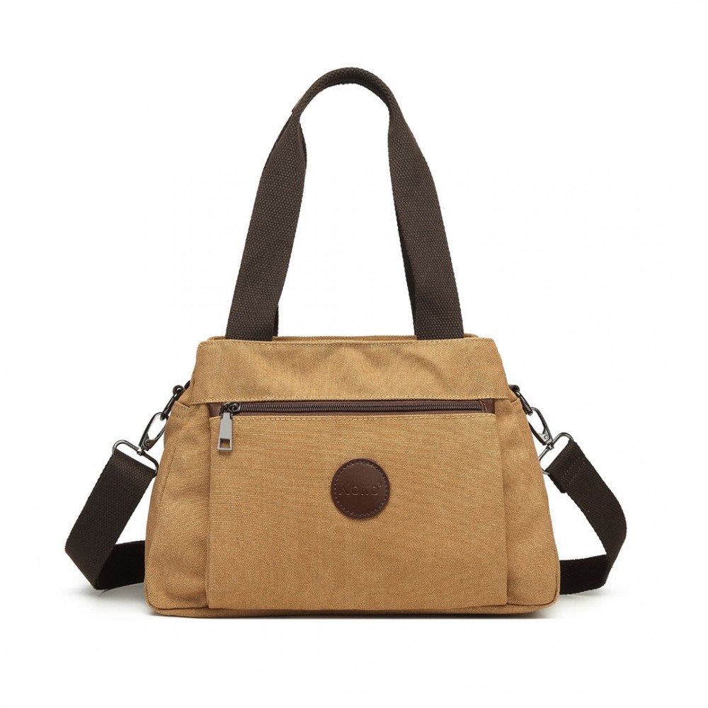 Dámska plátená multifunkčná crossbody taška KONO Saviora - hnedá