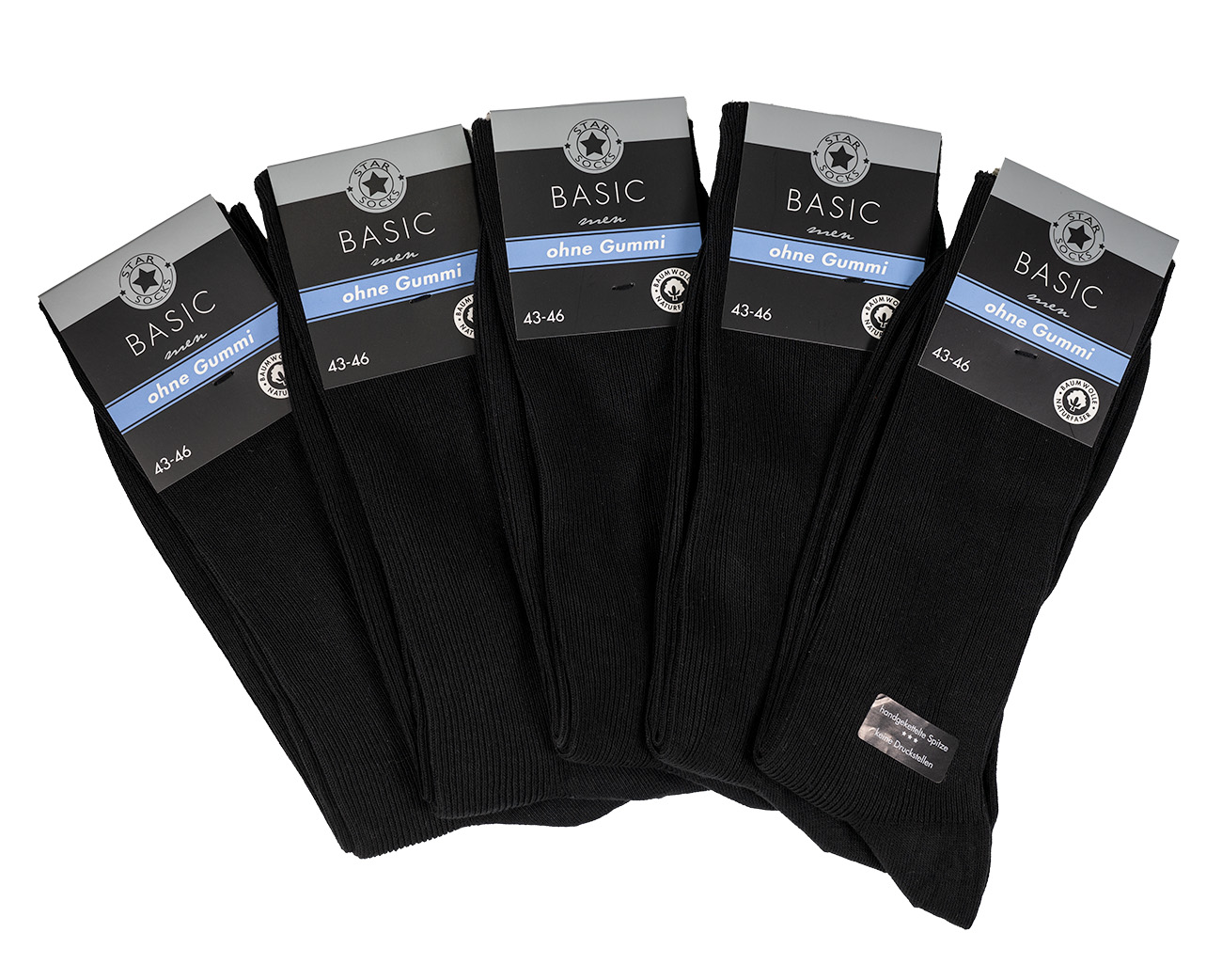 Star Socks bavlnené pánske ponožky SET 5 - čierne Veľkosť: 39-42