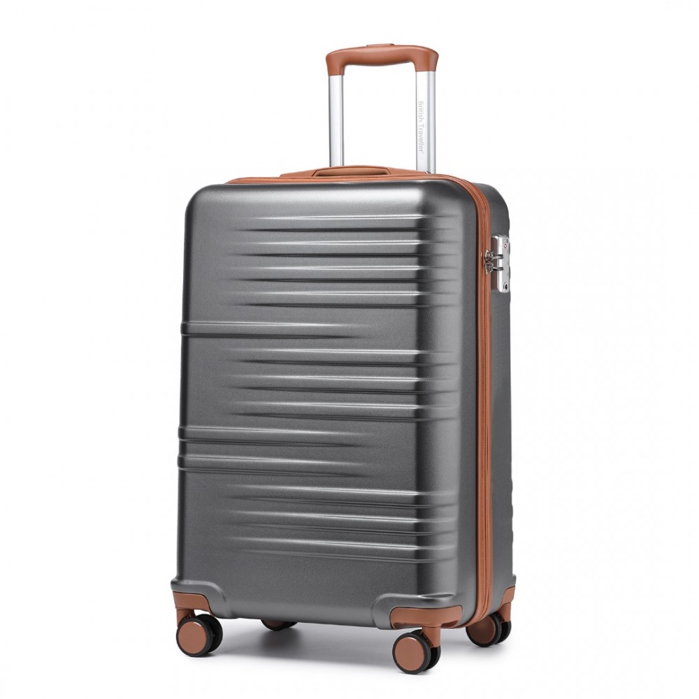 British Traveller odolný kufor ABS a PC -sivo hnedá-39L