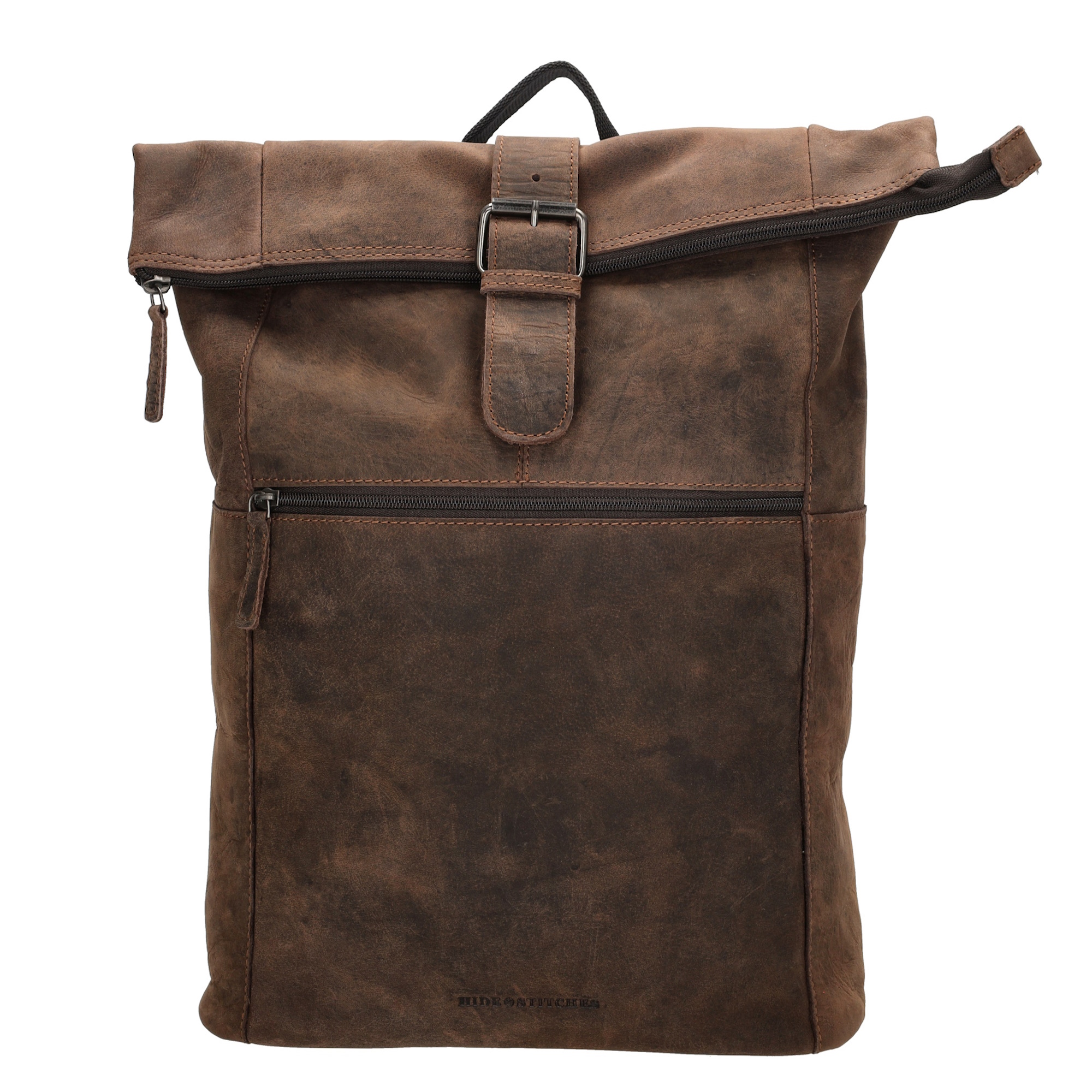 Kožený unisex batoh Hide & Stitches Idaho - tmavo hnedý 19L