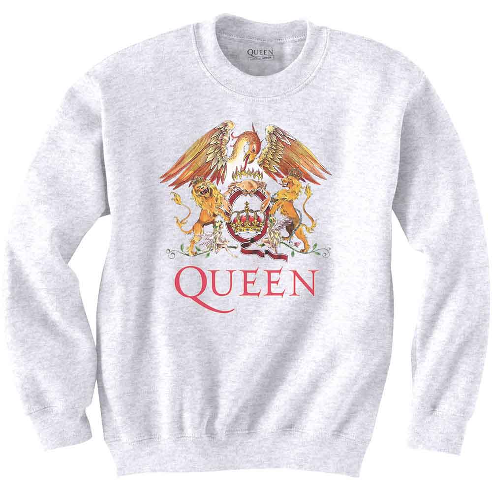 RockOff Unisex mikina QUEEN - Classic Crest - biela Veľkosť: XL