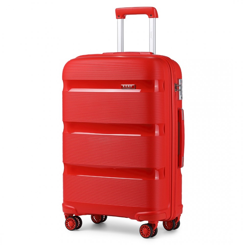 KONO Cestovný kabínový kufor na kolieskach Classic Collection PP - červený - 39L