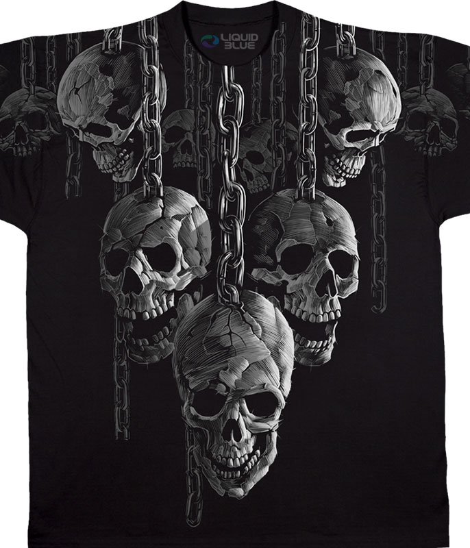 Liquid Blue Pánske bavlnené tričko Hanging Out Skulls - čierne Veľkosť: L