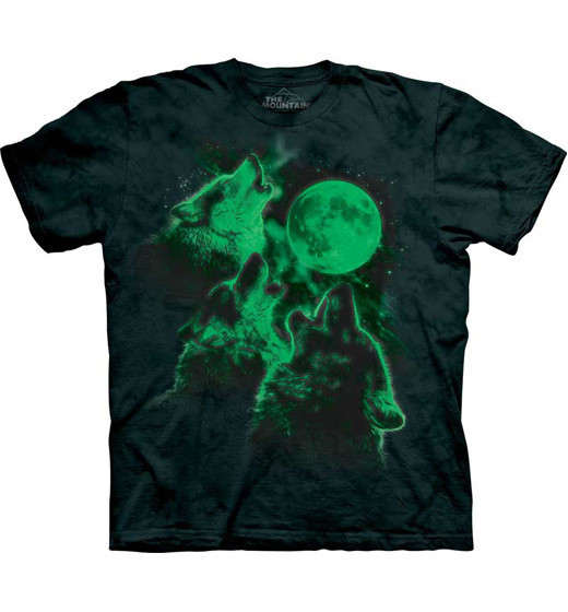 Pánske batikované tričko The Mountain - svietiaca potlač - Wolf Moon Veľkosť: S