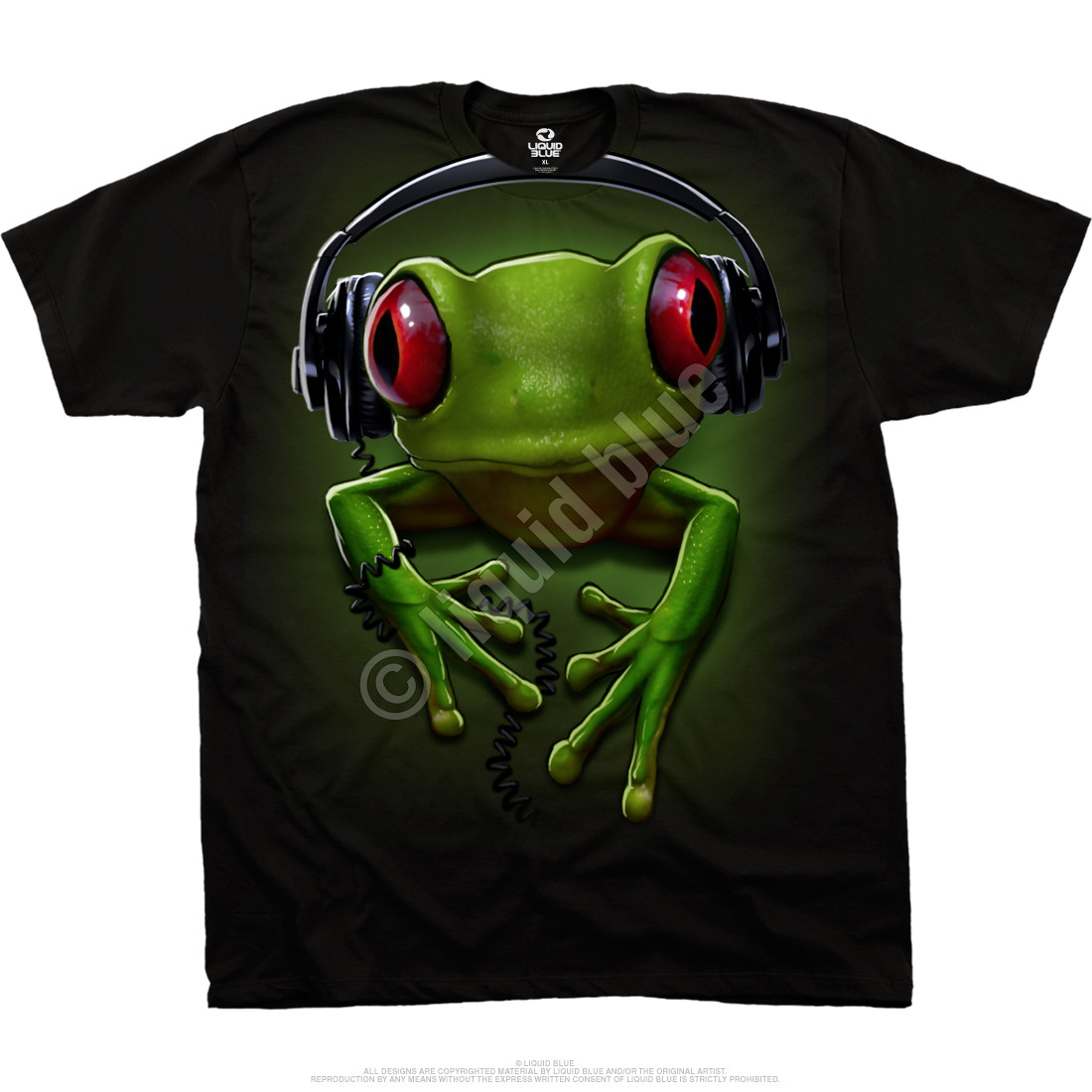 Liquid Blue Pánske bavlnené tričko Frog Rock Musica - čierne Veľkosť: S