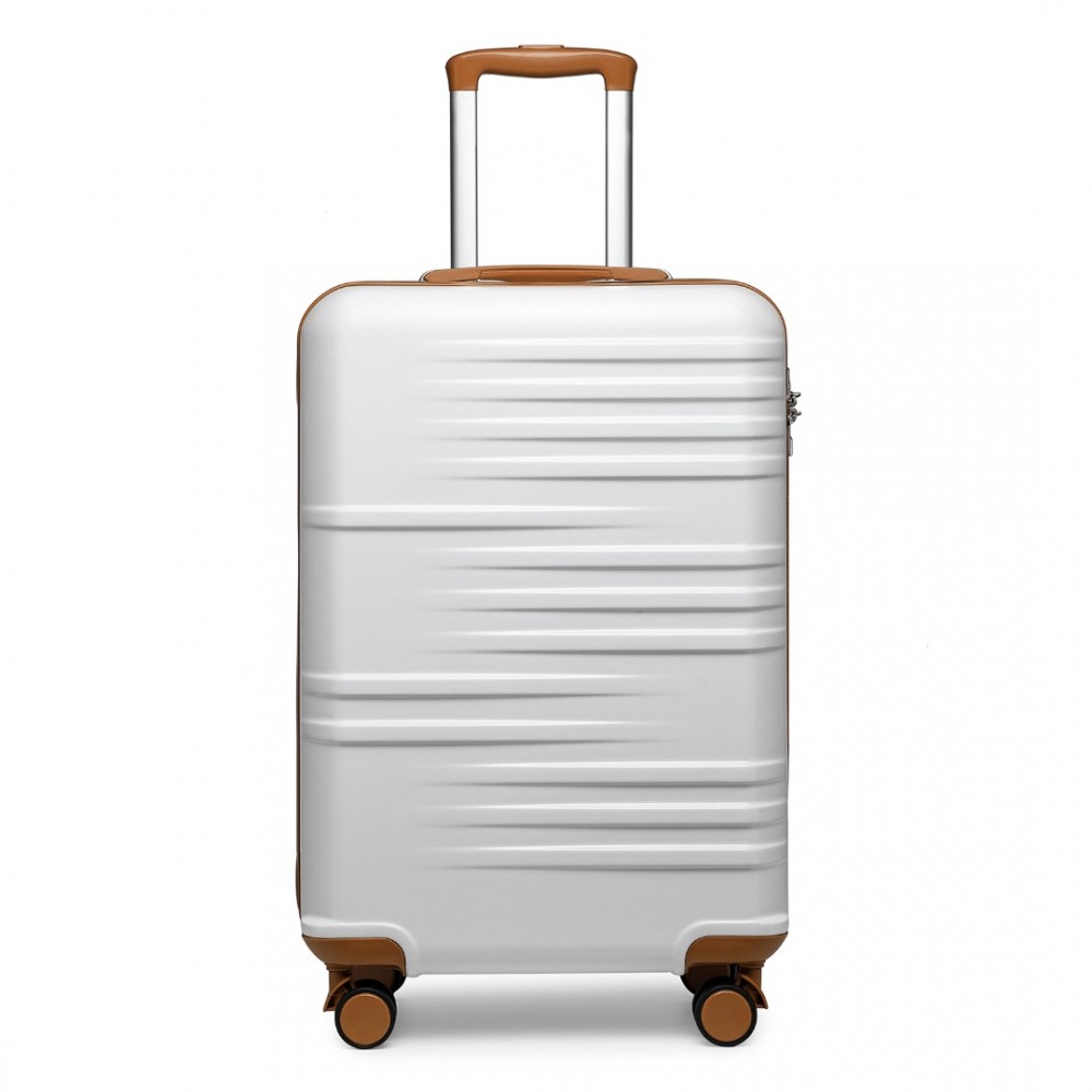 British Traveller odolný kufor ABS a PC - biely - 39L