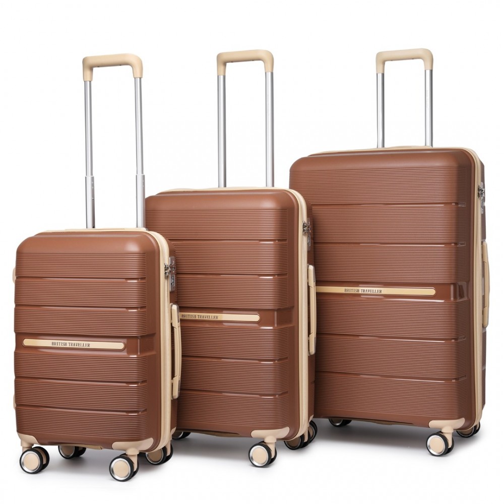 KONO travel set kufrov polypropylén PP - 36L, 60L, 92L - hnedá/apricot