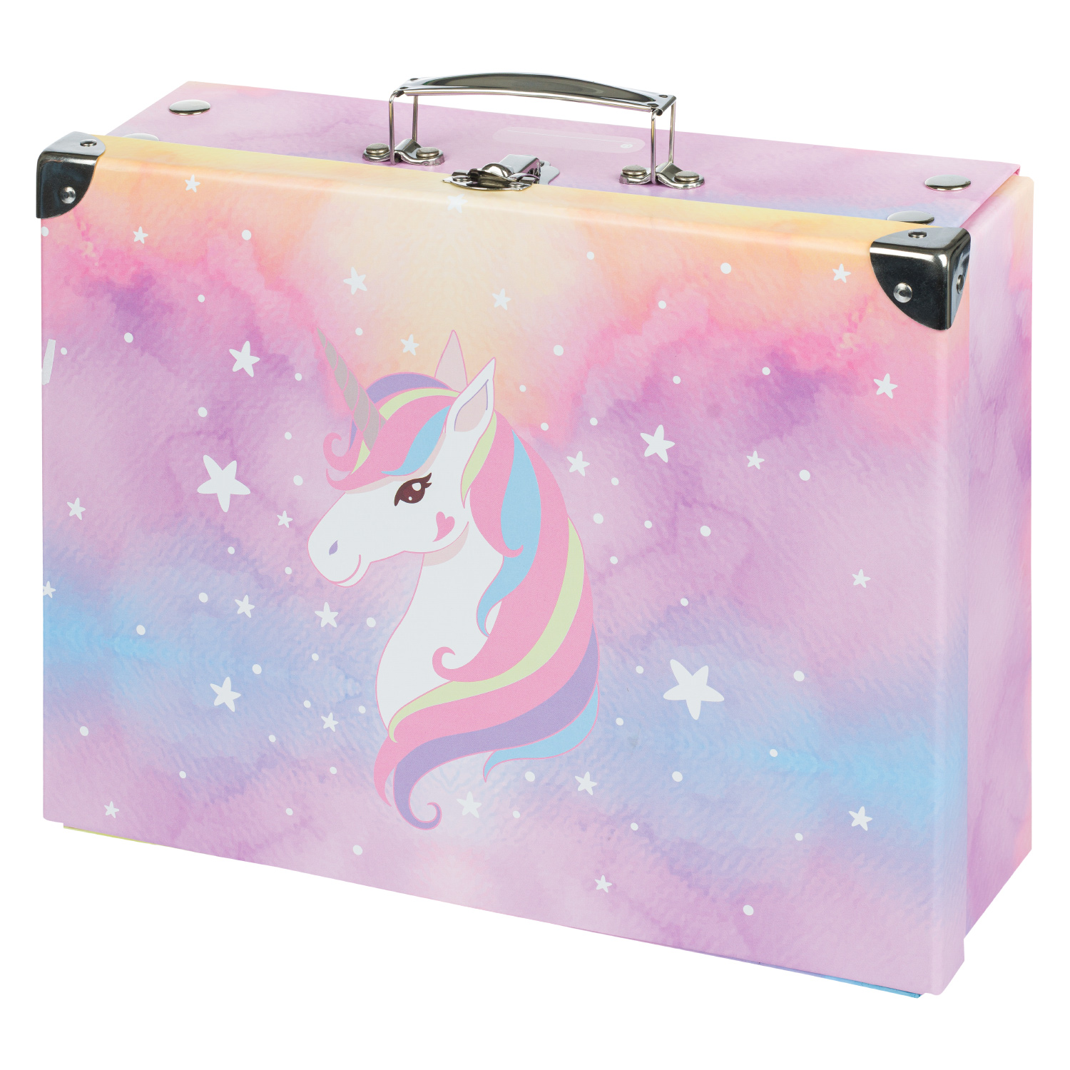 Baagl skladací školský kufrík Rainbow Unicorn s kovaním