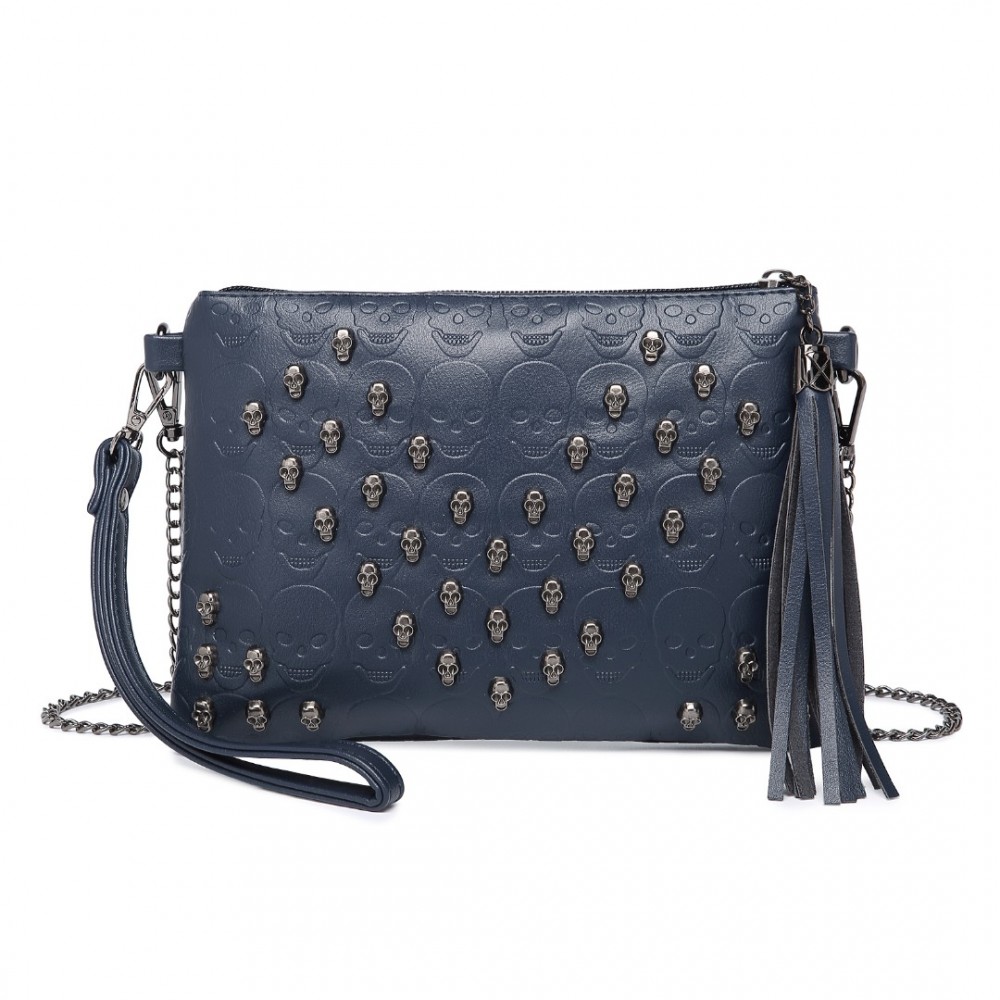 KONO Miss Lulu dámska crossbody kabelka s lebkami - navy