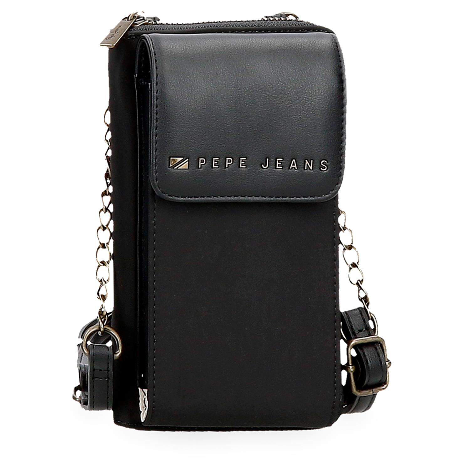 Crossbody peňaženka s vreckom na mobil Pepe Jeans Morgan - čierna