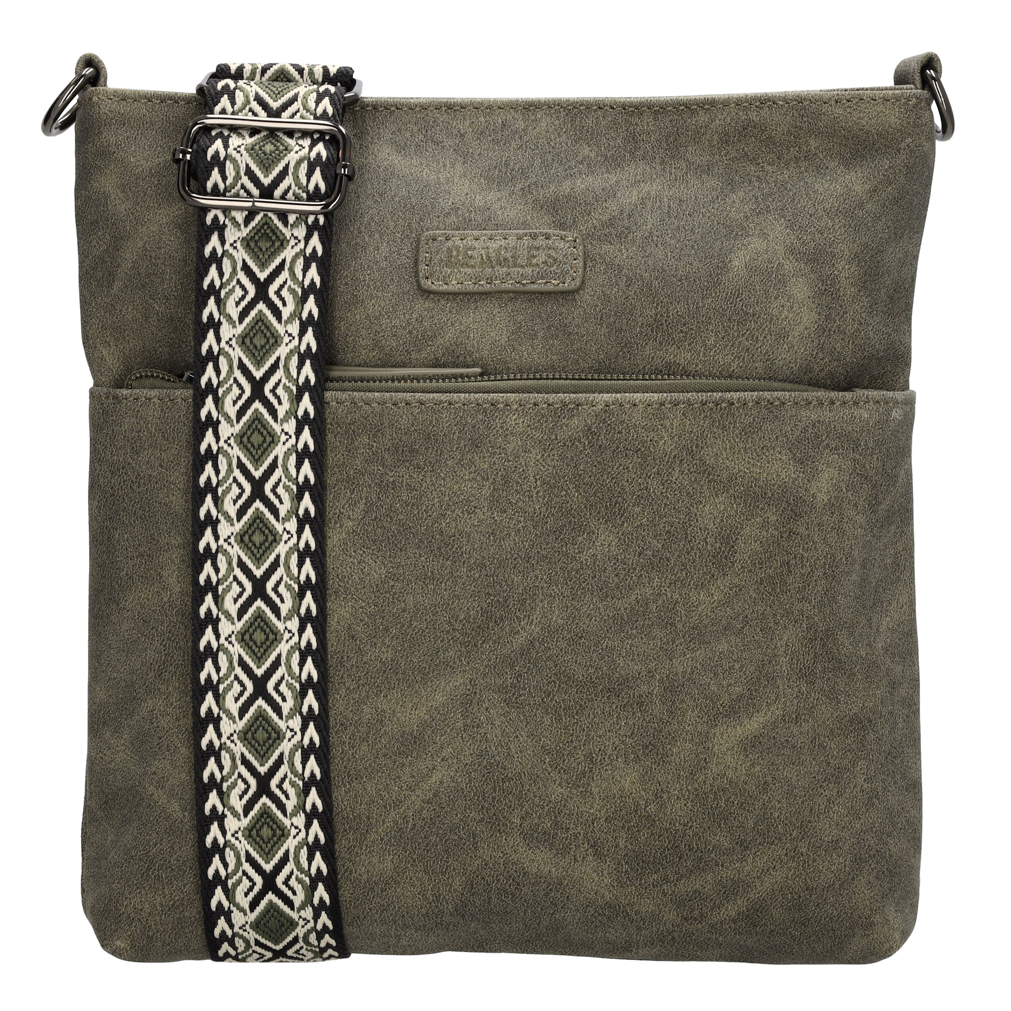 Beagles Malaga dámska crossbody taška s dekoratívnym popruhom - olivová - 26,5 cm