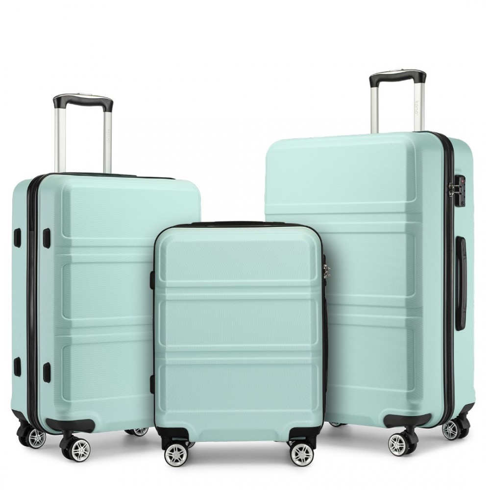 KONO Set 3 cestovných kufrov - ABS - mint - 44L/66L/96L