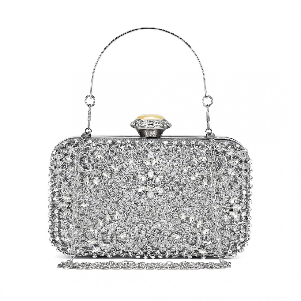Elegantná večerná kabelka Miss Lulu - strieborná