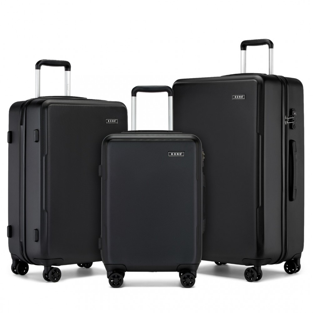 3dielna minimalistická sada kufrov z ABS+PC - 33/60/92 L Kono - čierna