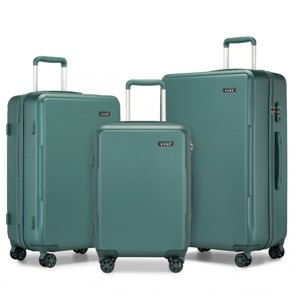 3dielna minimalistická sada kufrov z ABS+PC - 33/60/92 L Kono - vojenská zelená