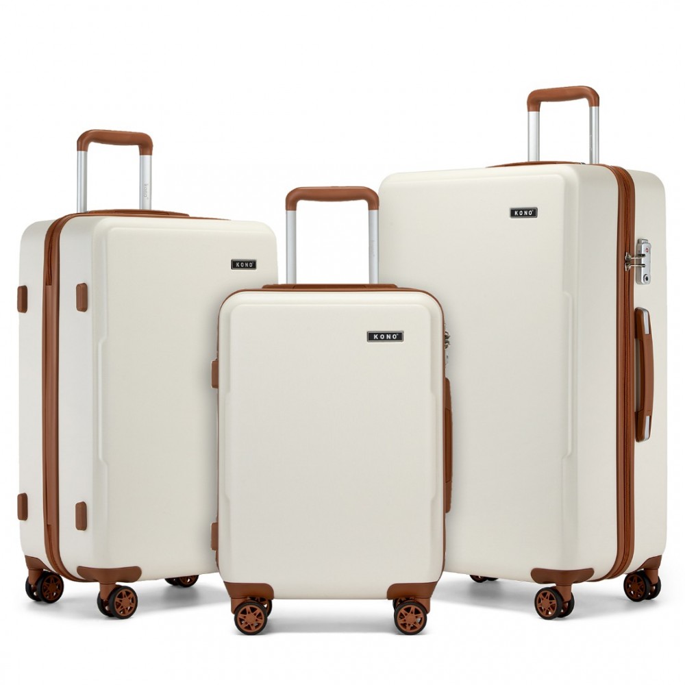 3dielna minimalistická sada kufrov z ABS+PC - 33/60/92 L Kono - béžová