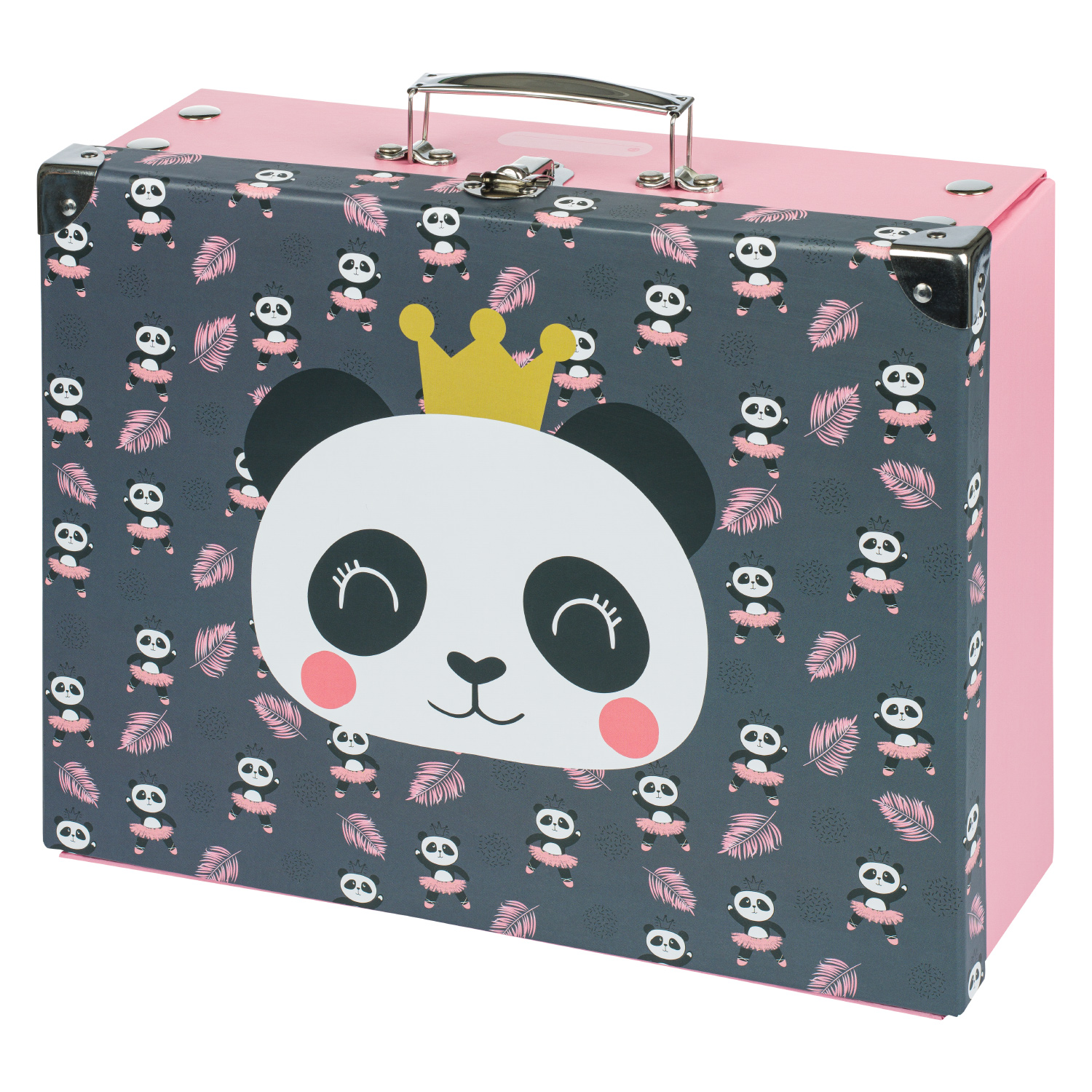 Baagl Skladací školský kufrík Panda s kovaním