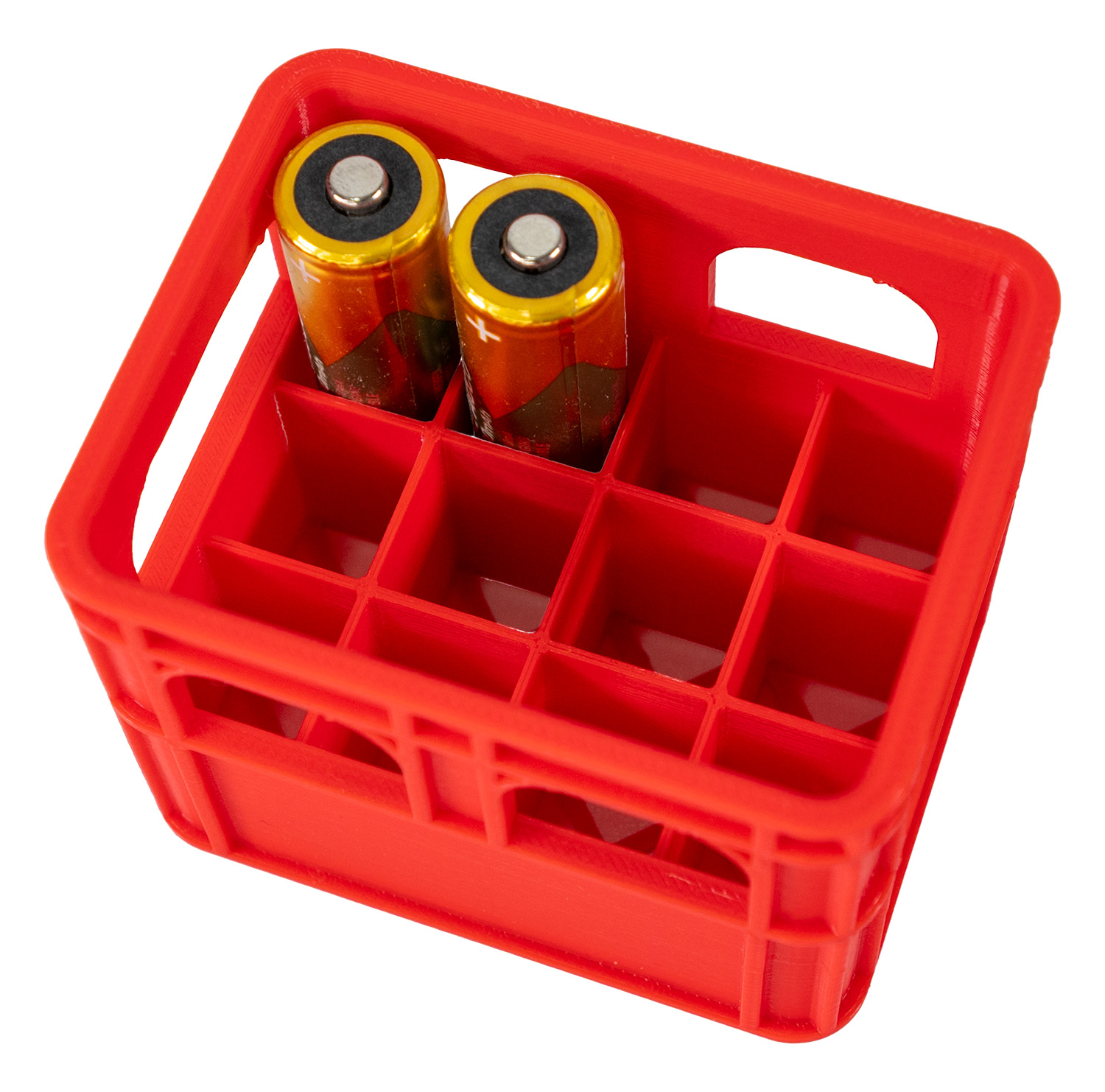 PIX Originálny organizér na tužkové batérie AA - prepravka - čerevená na vybité baterky