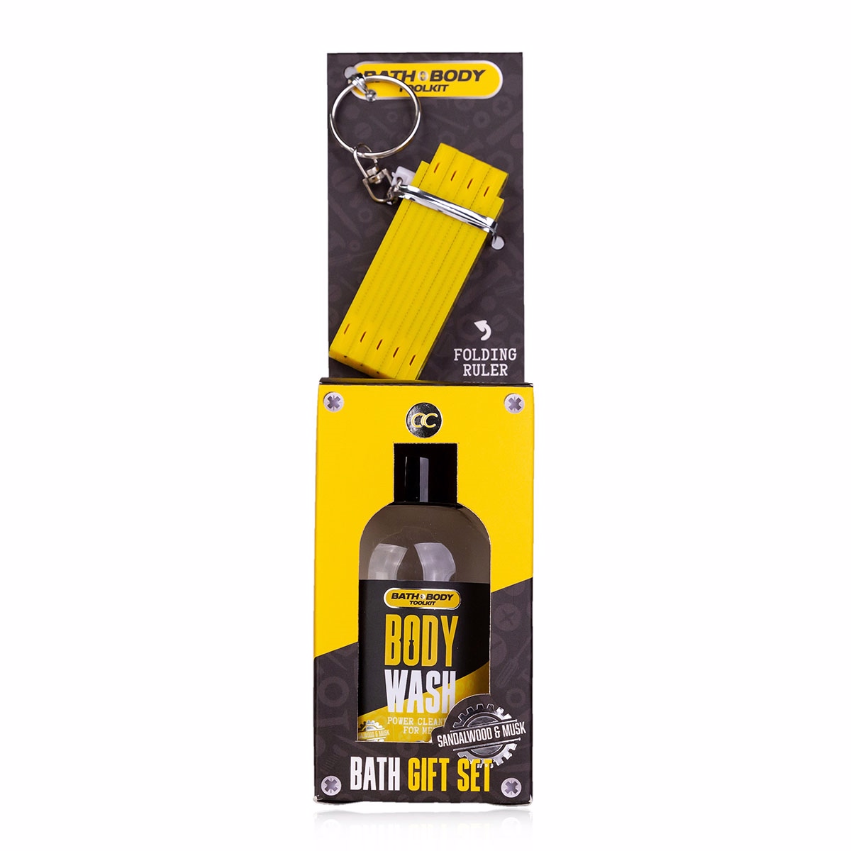 Darčekový set BATH and BODY TOOLKIT v balení s kľúčenkou mini skladací meter a sprchový gél ACCENTRA