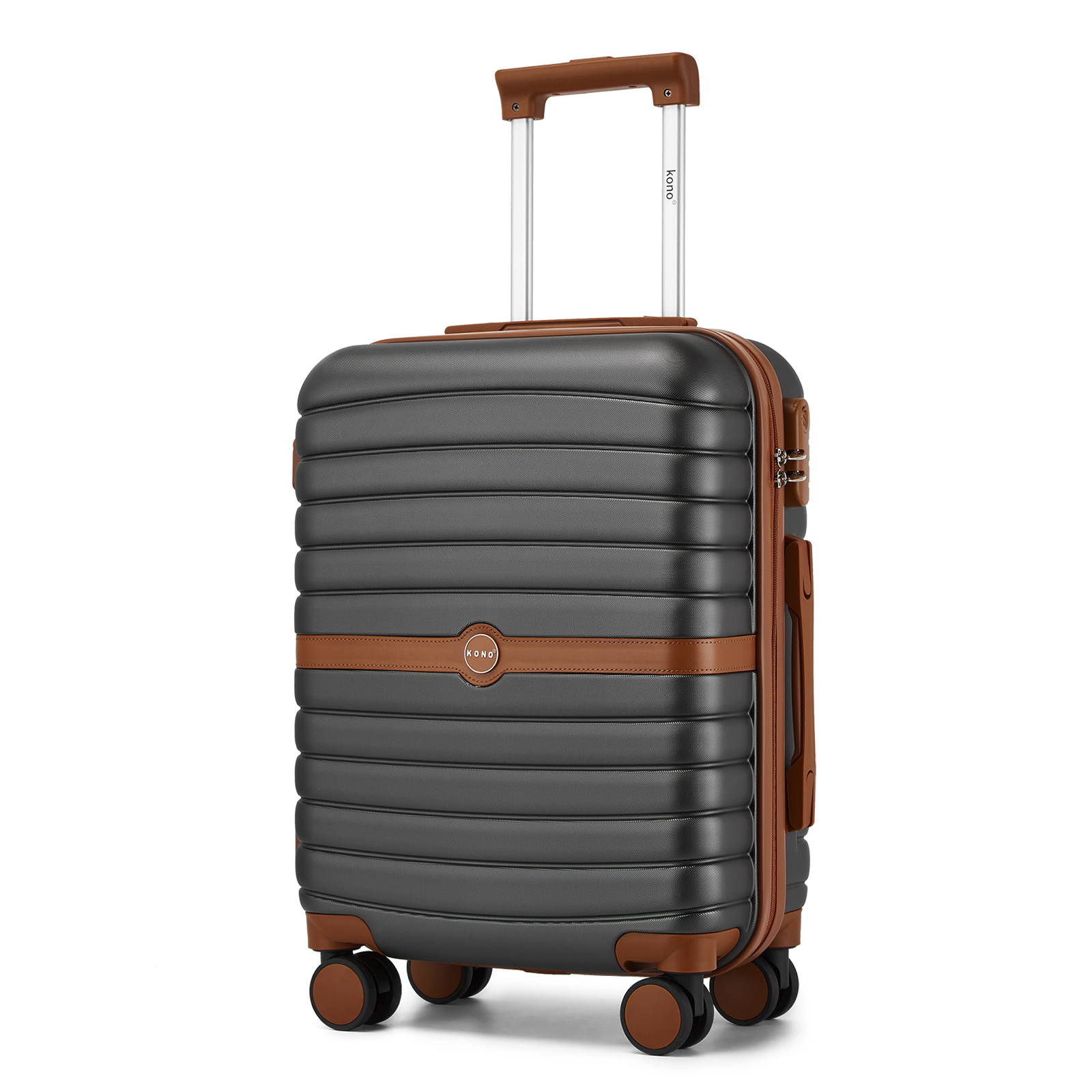 Cestovný kabínový kufor ABS+PC s pruhovaným vzorom Kono - 36 L - sivý