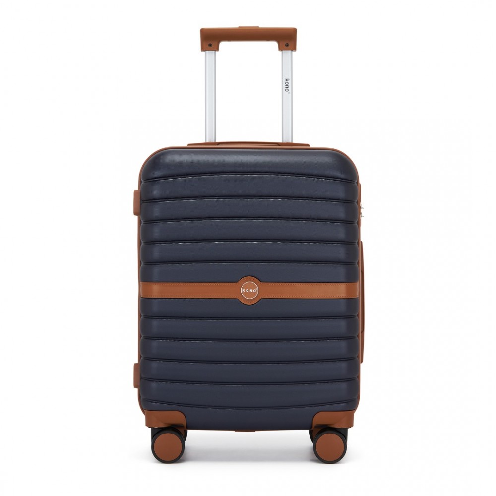 Cestovný kabínový kufor ABS+PC s pruhovaným vzorom Kono - 36 L - navy