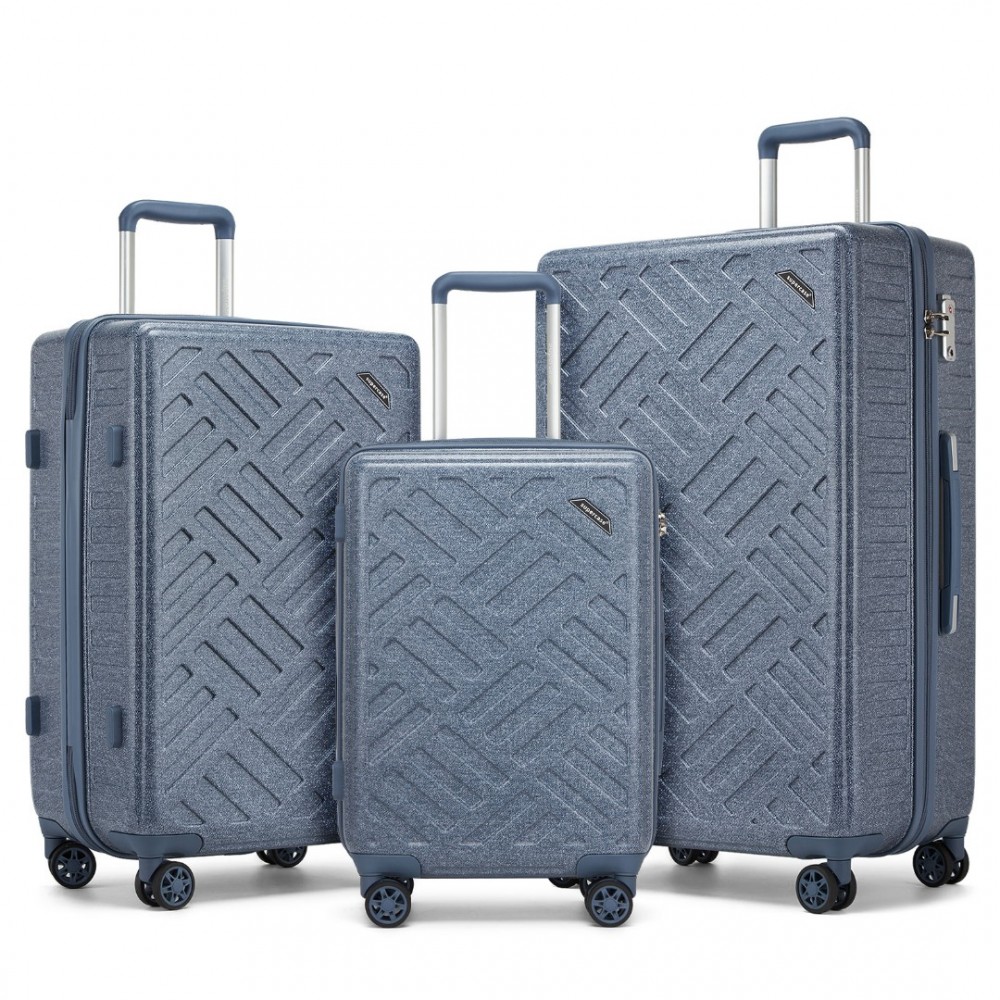 Sada kufrov Supercase 3 ks - geometrický vzor ABS+PC - 31/56/85 L - džínsová modrá