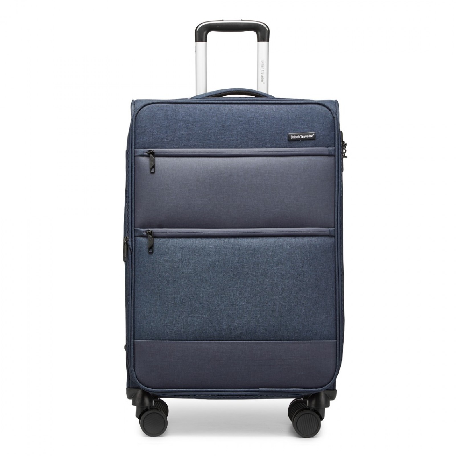 British Traveller Suitcase rozšíriteľný kufor s mäkkým povrchom a TSA zámkom - navy - 117L
